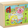 Ferme de puzzle en bois en bois, ensemble de 4
