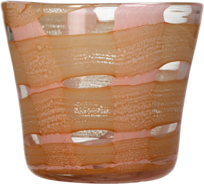 Bougeoir collection Hd verre pêche 12x12x10,5cm