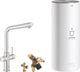Robinet d'eau bouillante Grohe rouge 3en1 - bec en l - chaudière 7l - mitigeur - acier inoxydable (supersteel)