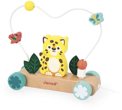Janod - tropik - figurine à tirer en bois - avec empileur jaguar et boulier