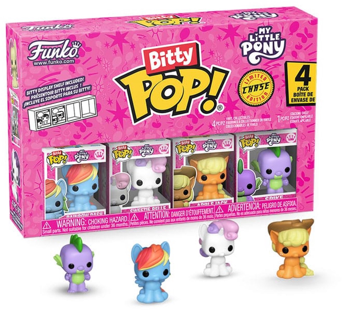 Funko Bitty Pop ! - mon petit poney - Rainbow Dash - ma chérie belle - Applejack - Spike - paquet de 4