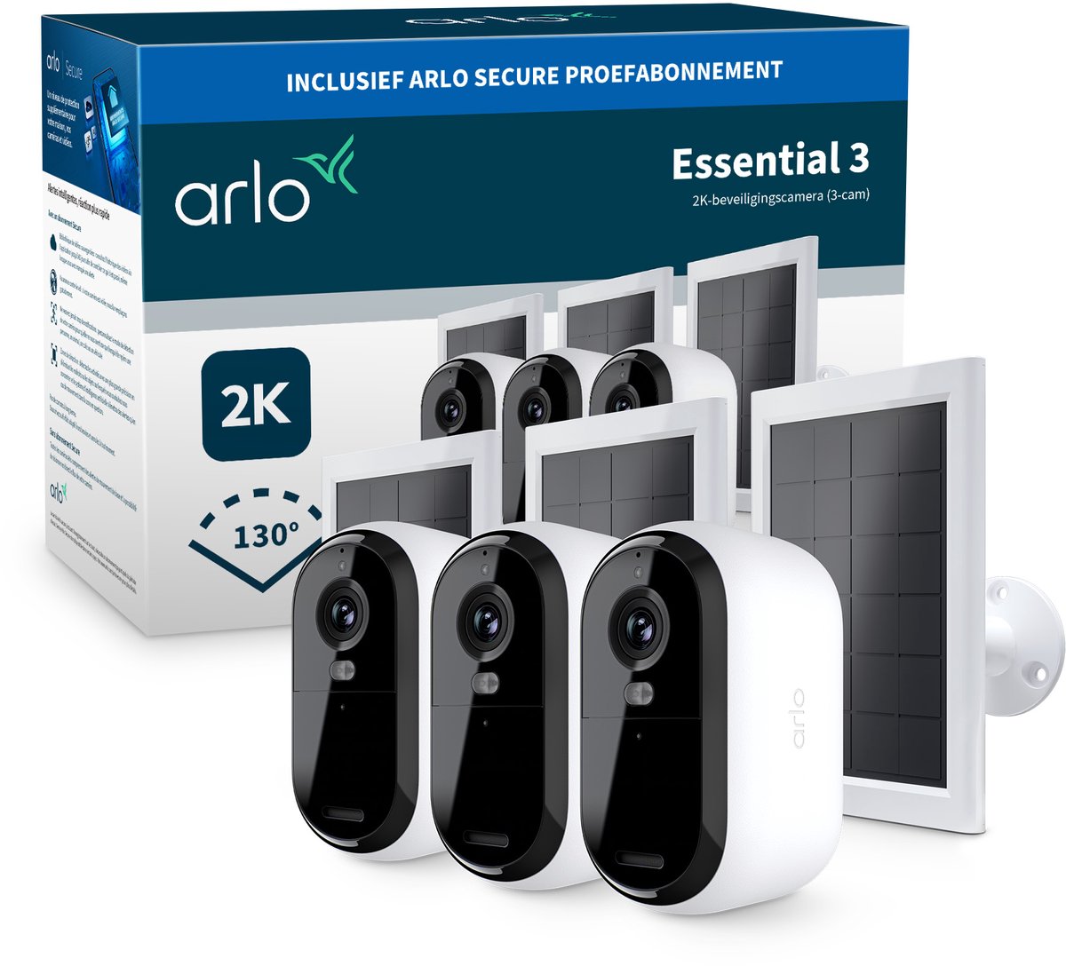 Panneaux solaires pour caméra de sécurité Arlo essential3 2k - paquet de 3