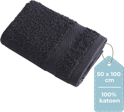 Faire taire. serviette Living Hush Living - par pièce - 50×100 cm - 100% coton - qualité lourde 500g m2 - bordure élégante et boucle de suspension - noir