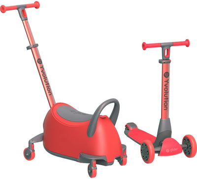Yvolution – yglider luna - 5-en-1 - rouge - trottinette multifonctionnelle