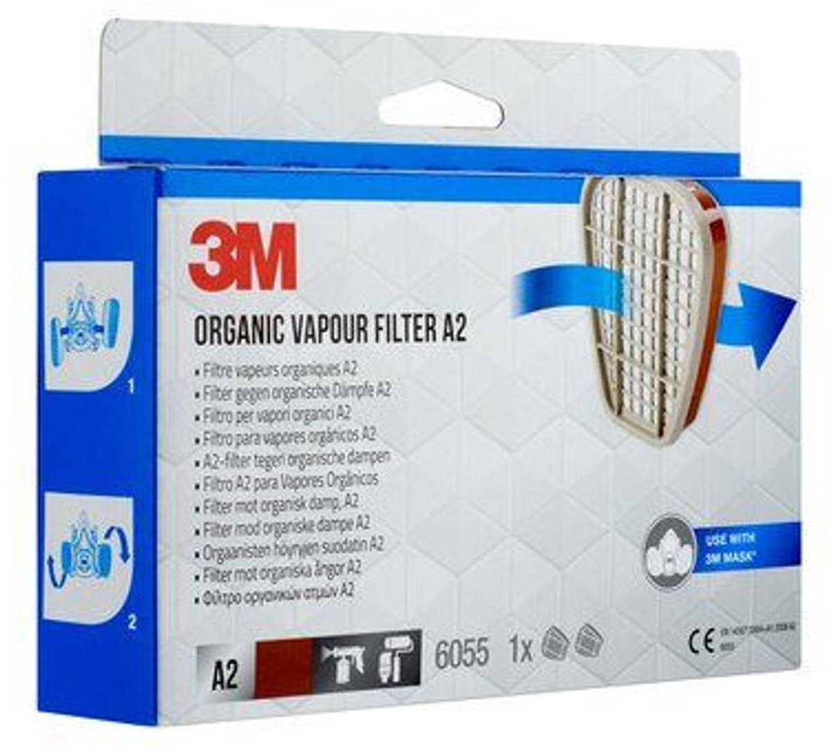 Filtre à gaz 3m a2 type 6055, 2 pièces
