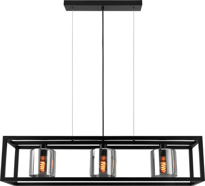 Lampe à suspension Eglo brisling - e27 - 110 cm - verre fumé - noir