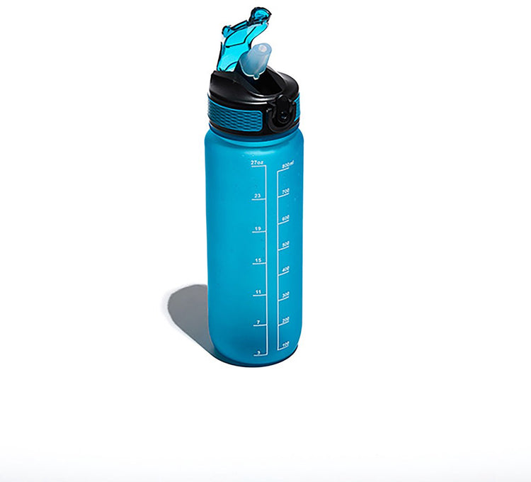 Gourde de sport Muitomas - graduée - paille silicone - fermeture sur le bouchon - 750ml - bleue