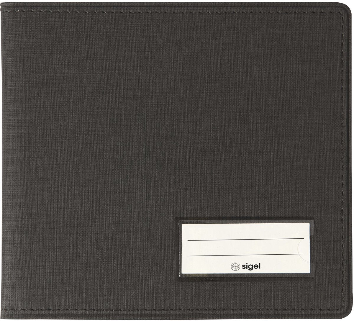 Conférencier Sigel - format A6 paysage - avec compartiment stylo, pochette insert et support bloc-notes - anthracite - si-ef615