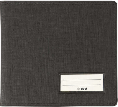 Conférencier Sigel - format A6 paysage - avec compartiment stylo, pochette insert et support bloc-notes - anthracite - si-ef615