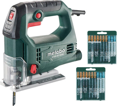Scie sauteuse à réglage rapide Metabo Steb 65 avec. 20 lames de scie en coffret - 450w - poignée en D - variable