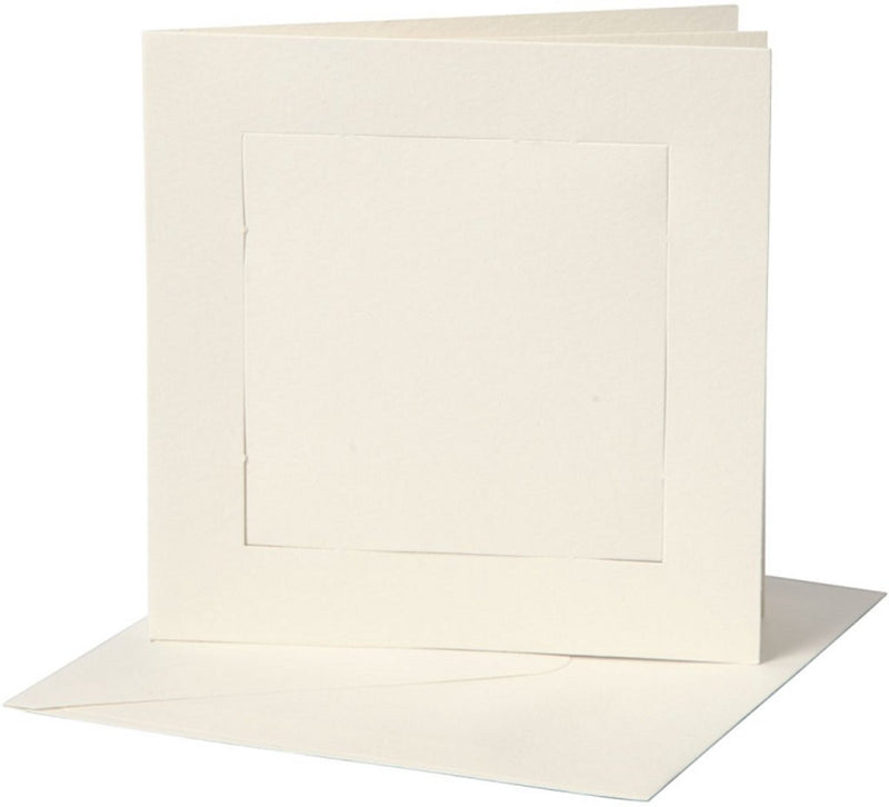 Cartes passe-partout Creativ company, format carte 12,5x12,5 cm, format enveloppe 13,5x13,5 cm, blanc cassé, 10 jeux 1 boîte