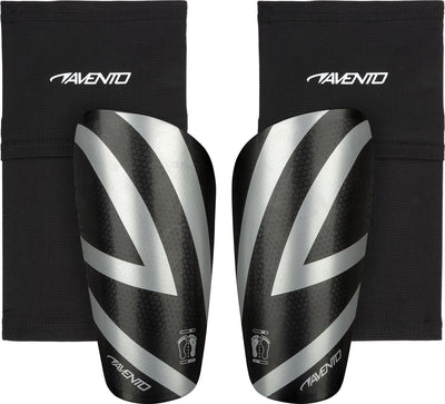 Protège-tibias Avento - avec chaussette - noir argent - taille XL