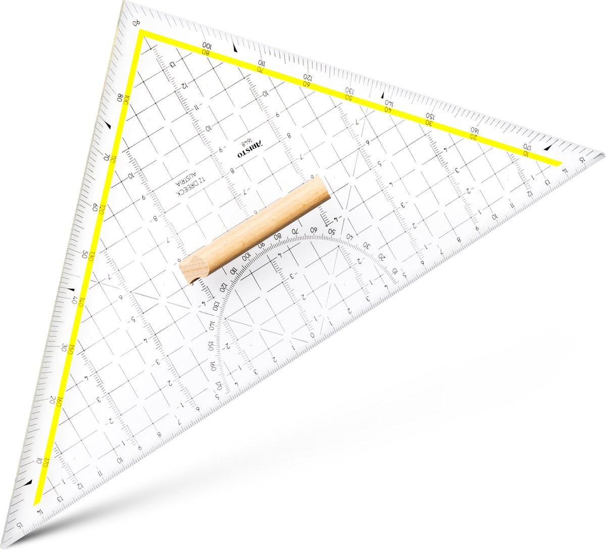 Triangle à dessin Aristo - échelle 30cm - rigide - transparent - avec manche en bois - ar-1648