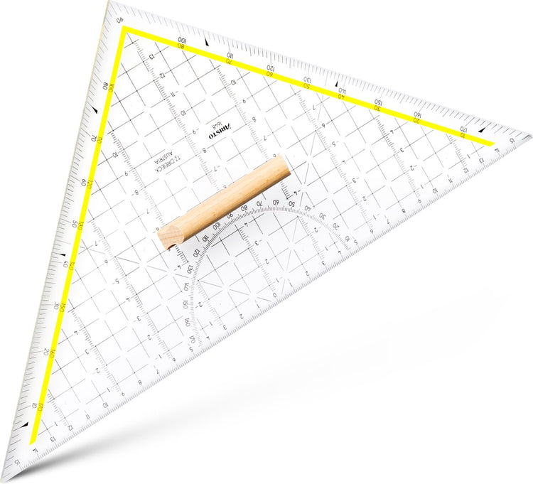 Triangle à dessin Aristo - échelle 30cm - rigide - transparent - avec manche en bois - ar-1648