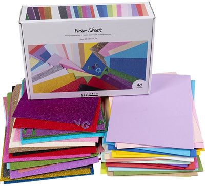 Feuilles de mousse Creativ company, a4, feuille 210x297 cm, différentes couleurs, 40 feuilles 1 boîte