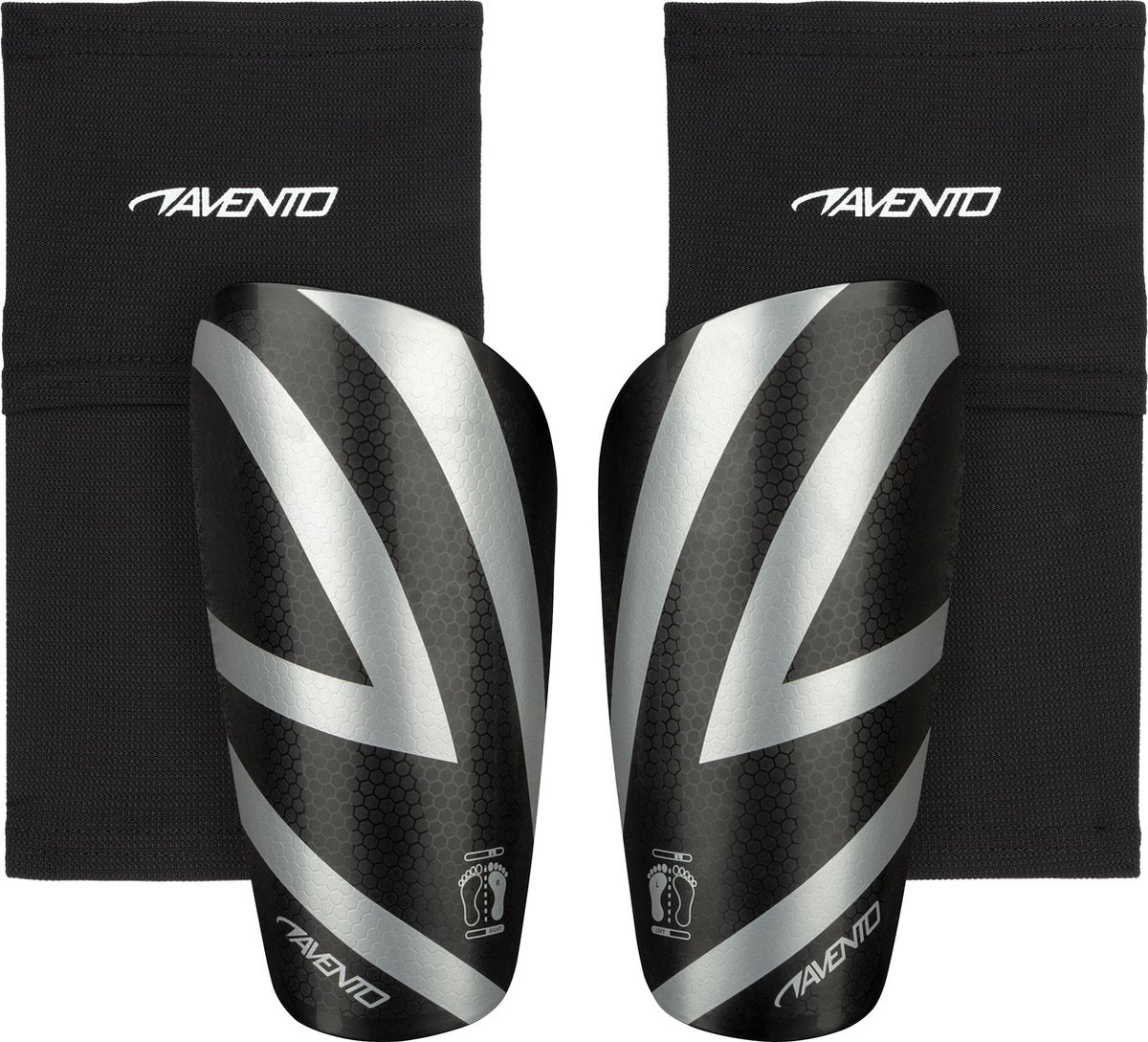 Protège-tibias Avento - avec chaussette - noir argent - taille s