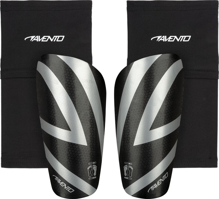 Protège-tibias Avento - avec chaussette - noir argent - taille XL