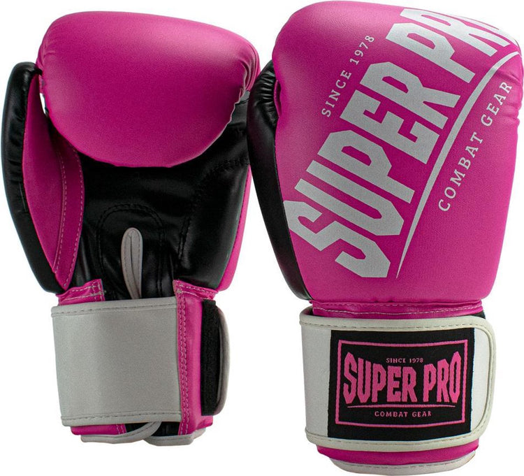 Super pro combat gear (kick) gants de boxe rebelle noir rose blanc 8oz