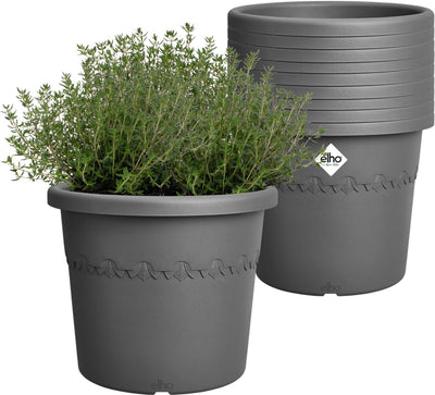 Elho algarve cilindro 25 - pots de fleurs d'extérieur - 100% plastique recyclé - lot de 10 - ø 24,5 x h 20,5 cm - anthracite