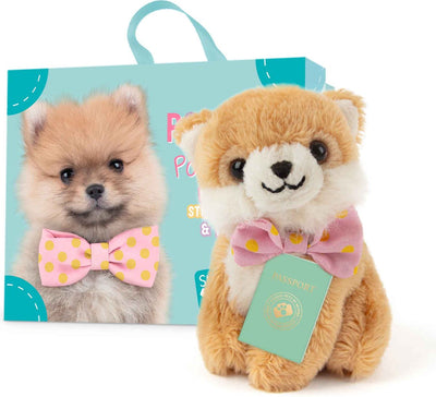 Studio Pets by Myrna Studio Pets® Mini pompon de Poméranie câlin (8 cm) avec étui, livre d'autocollants pour passeport
