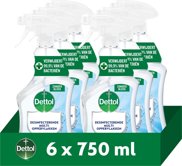 Nettoyant en spray nettoyant tout usage Dettol 750 ml - 6 pièces - pack économique