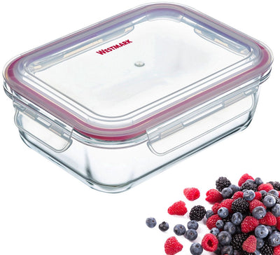 Westmark récipient alimentaire + couvercle, 370 ml, hermétique, passe au four-congélateur-micro-ondes, sans BPA, verre plastique silicone, rouge transparent, 234122e1