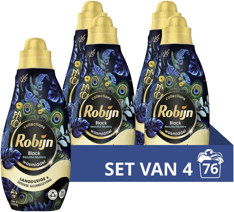 Robijn - détergent liquide - petit puissant - beau mystère - 4 bouteilles - 76 lavages - pack économique