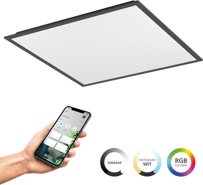 Panneau LED intelligent Eglo connect.z moradillo - 59,5 x 59,5 cm - noir - lumière blanche RVB réglable - dimmable - zigbee