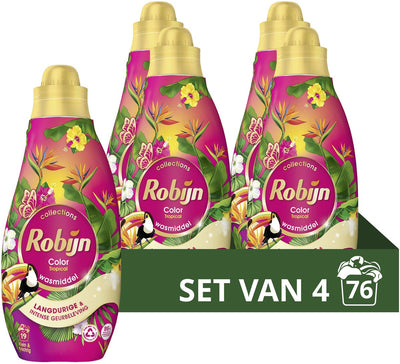 Robijn - détergent liquide - petit puissant - tropical - 4 bouteilles - 76 lavages - pack économique