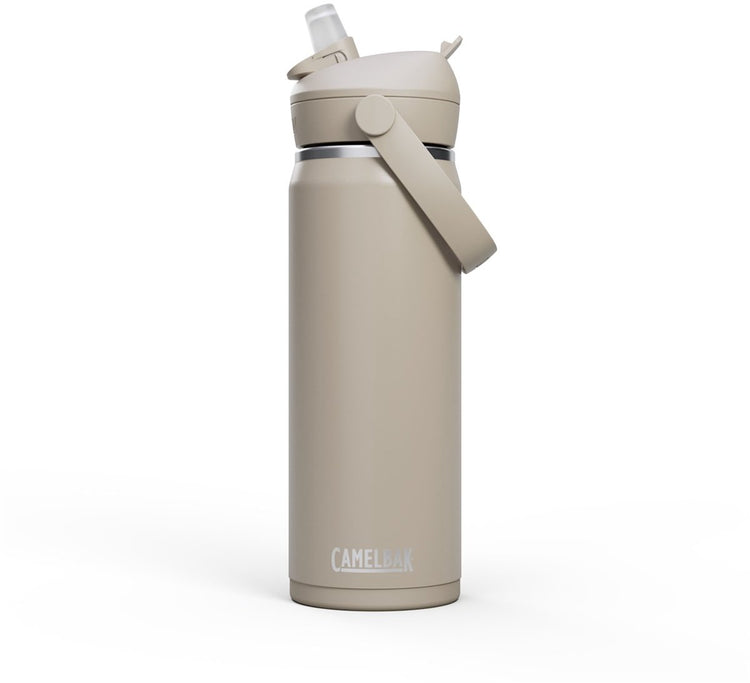 Gourde Camelbak Thrive Flip Straw - 600 ml - acier inoxydable - avec paille - bouteille d'eau isolante - beige