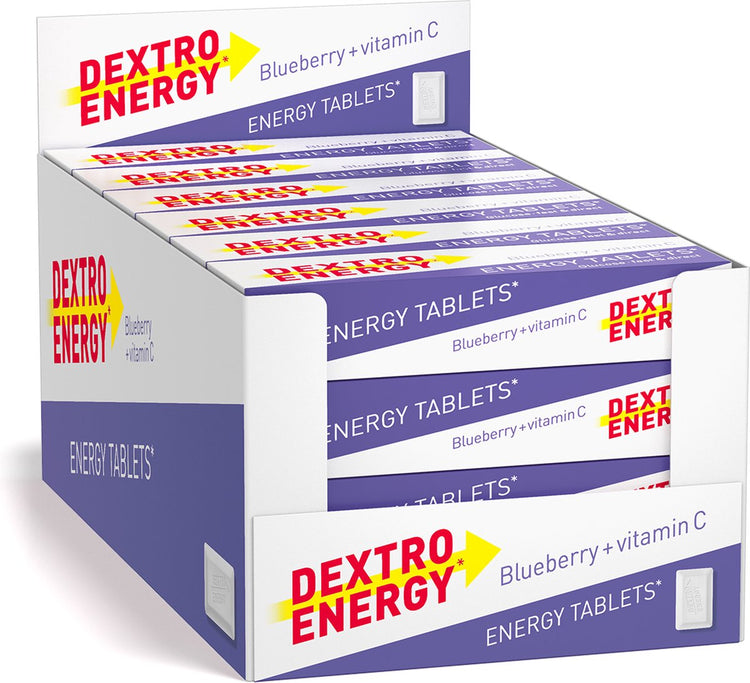 Dextro Energy Myrtille - 24 x 14 pièces - Comprimés de dextrose avec vitamine C - Dextrose - Sucres rapides