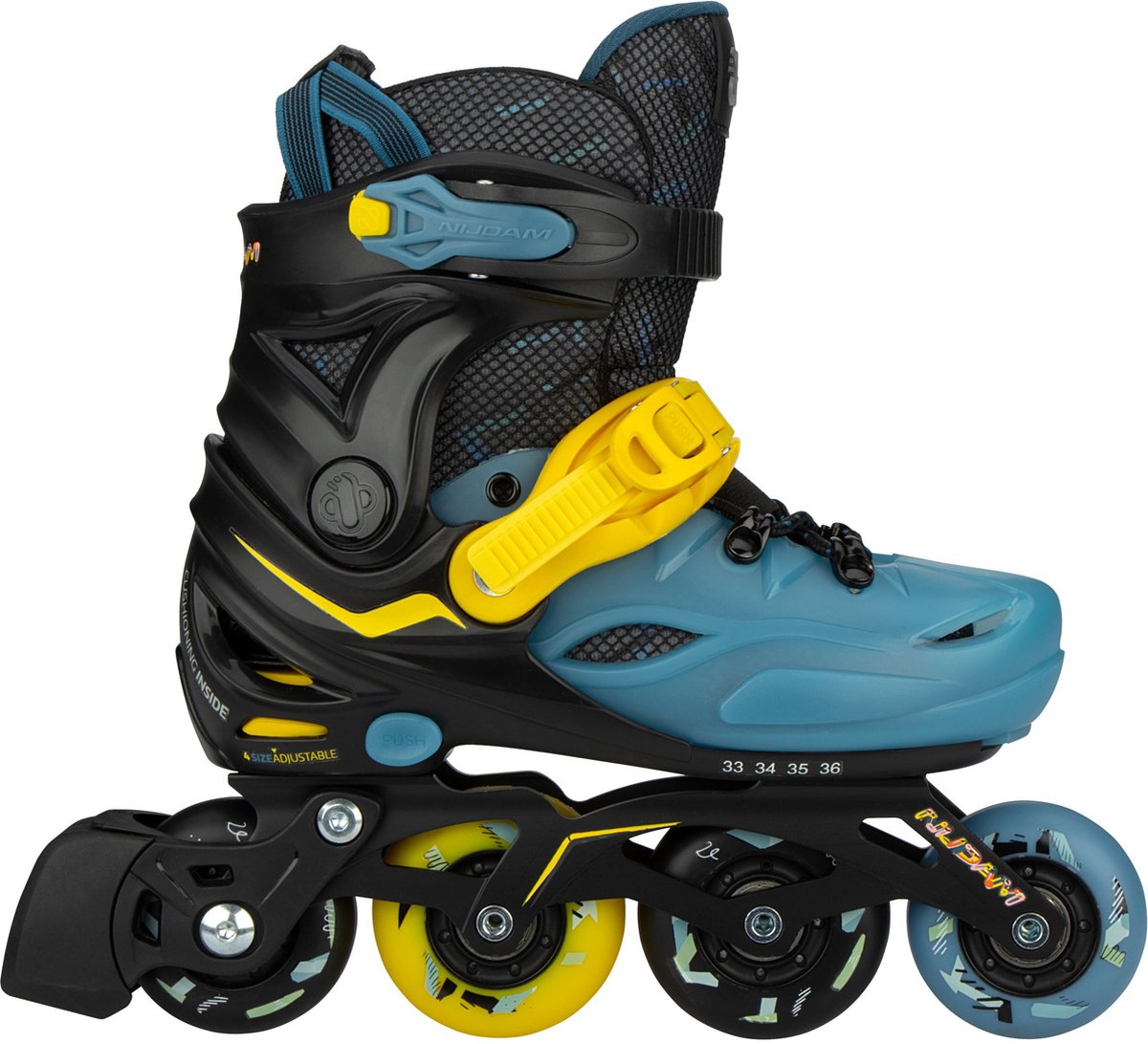 Patins à roues alignées Nijdam - réglables - blacktop game - noir bleu - 37-40