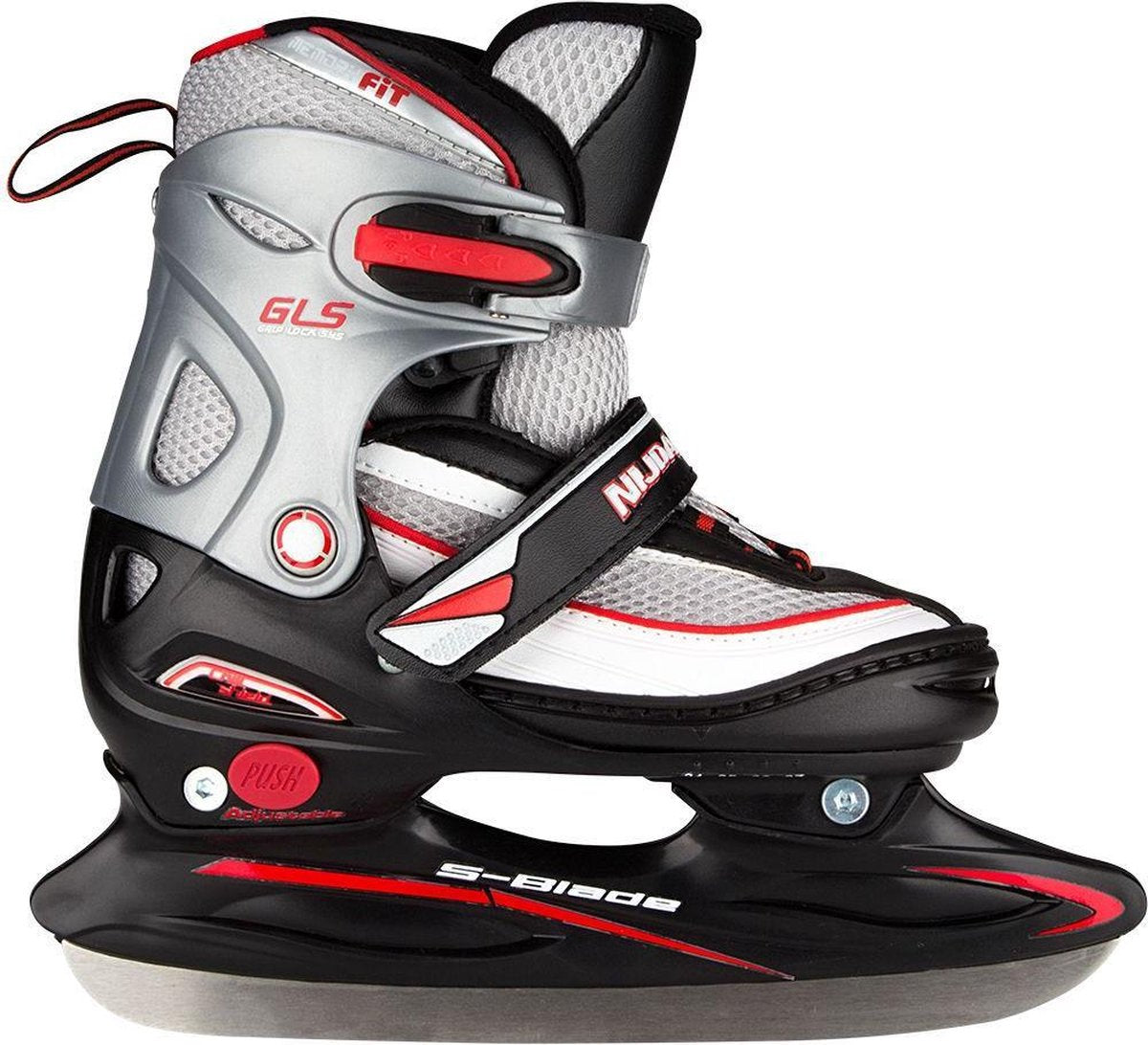 Patin de hockey sur glace Nijdam - réglable - noir argent - taille 30-33