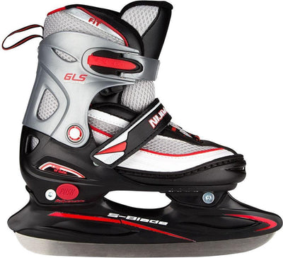 Patin de hockey sur glace Nijdam - réglable - noir argent - taille 34-37