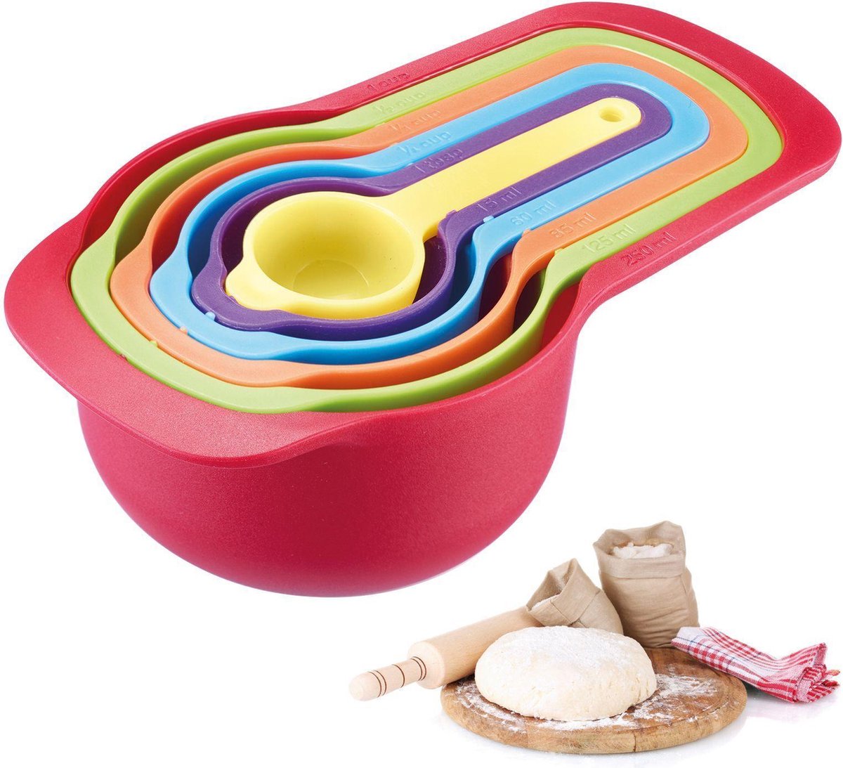 Westmark lot de 6 cuillères doseuses, contenu : 7,5 15 60 85 125 250 ml, plastique, sans BPA, matroschka, coloré, 30582270