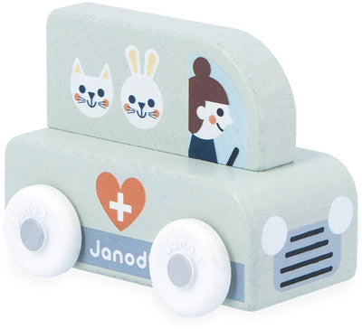 Janod - carrefour - ambulance animaux en bois