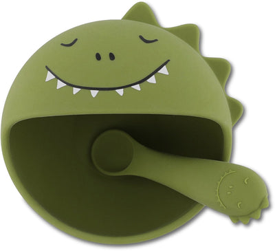 Trixie | premier ensemble de repas pour bébé – mr. dino – silicone – ventouse – 4m+