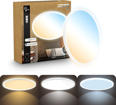 B.K. lumière peu profonde - plafonnier lampe de salle de bain dimmable - plafonnier avec télécommande - éclairage de salle de bain avec CCT - ip44 - ø42 - blanc