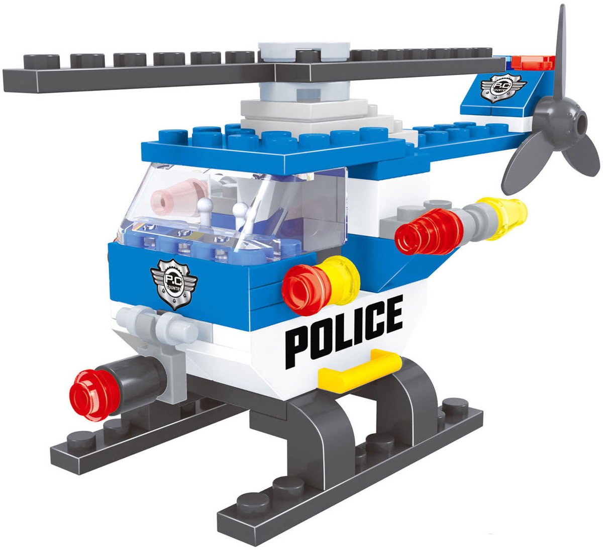 Jeu de construction d'hélicoptère de police - 68 pièces.