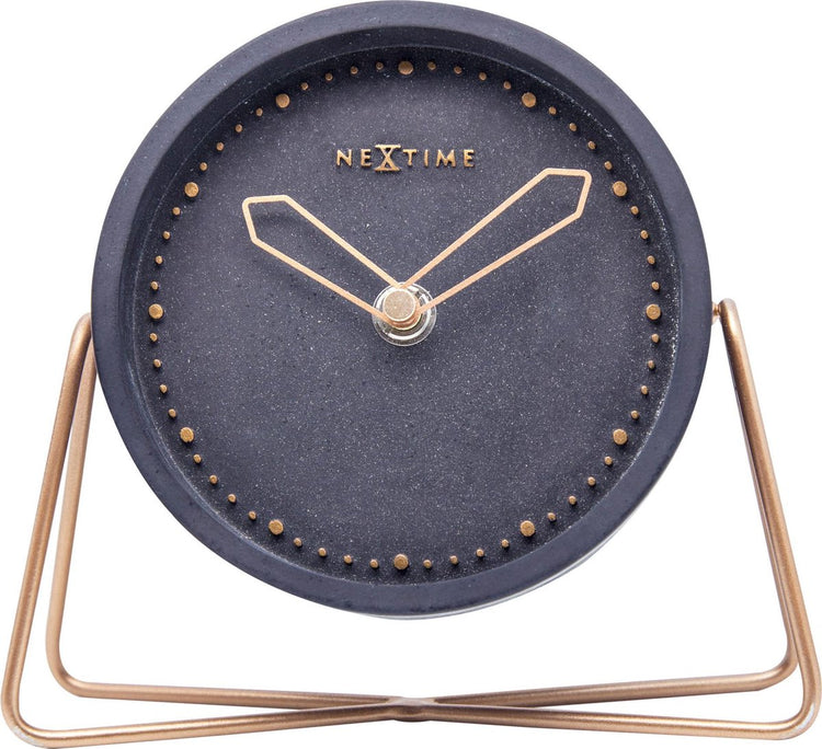 Table croisée Nexttime – horloge de table – 17,5 × 15,5 × 5 cm – polyrésine – noir