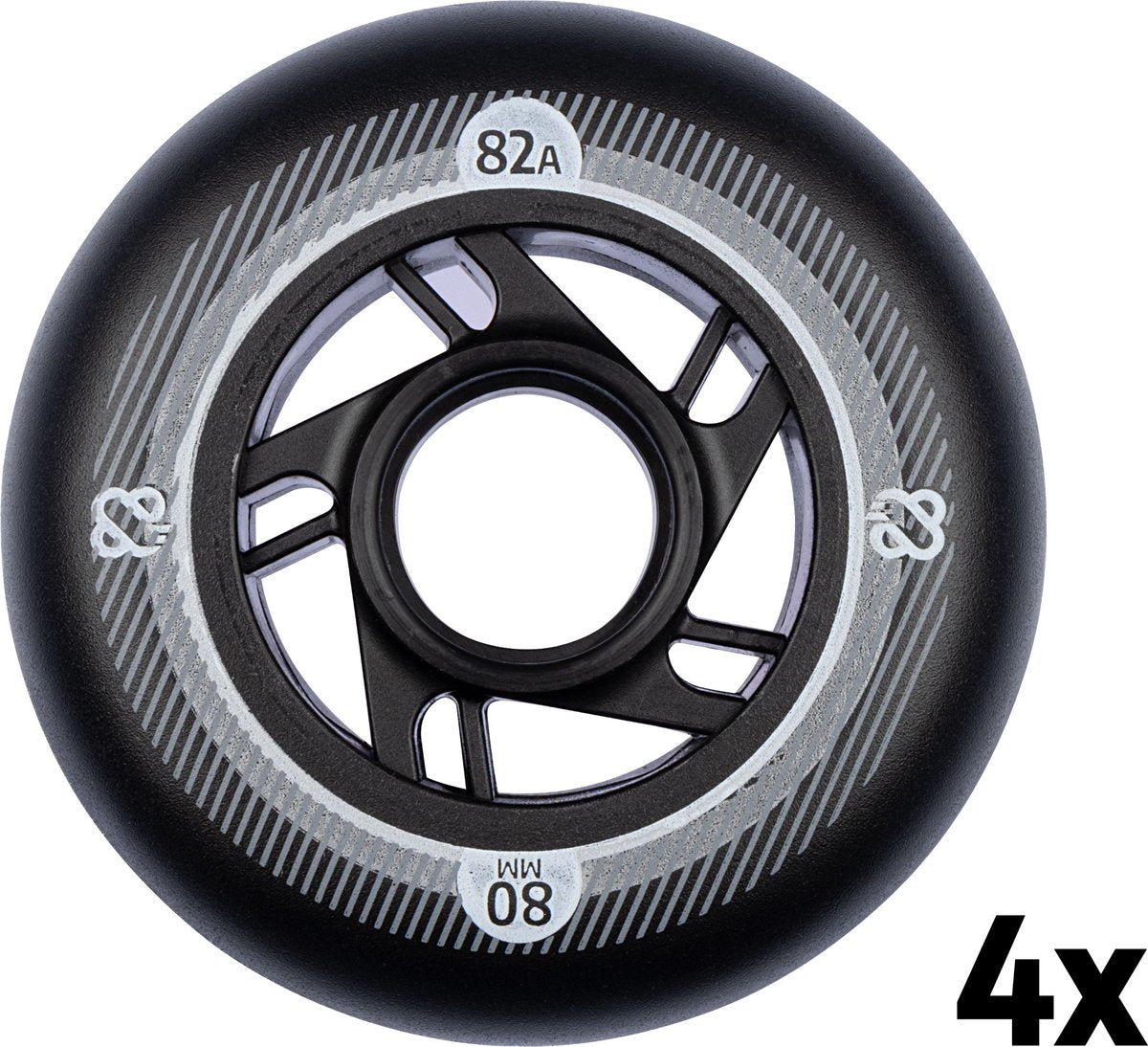 Jeu de roues pour patins en ligne Nijdam - 80x24 mm - 4 pcs - noir