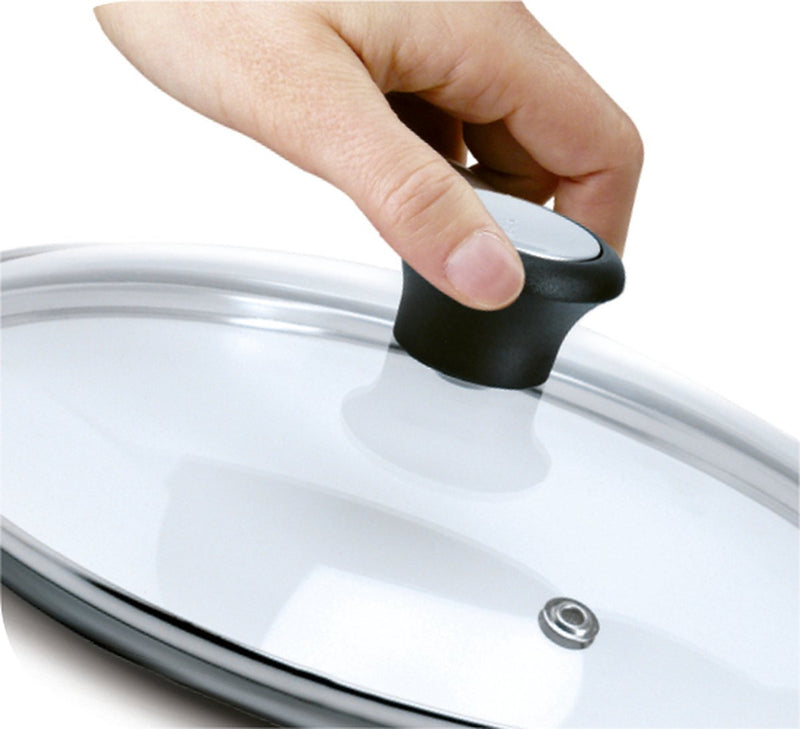 Tefal 28097912 couvercle rond noir, acier, transparent