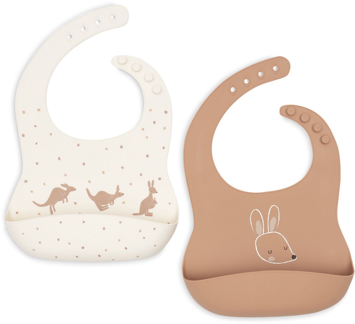 Jollein bavoirs silicone - 2 pièces - kangourous