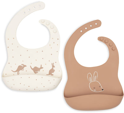 Jollein bavoirs silicone - 2 pièces - kangourous