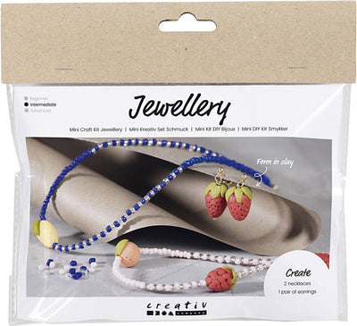 Creativ company mini hobby set bijoux, collier et boucles d'oreilles, bleu royal, 1 boîte