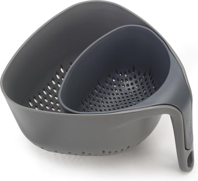 Joseph joseph nest passoire set 2 pièces - gris - empilable - avec poignée verticale - sans BPA