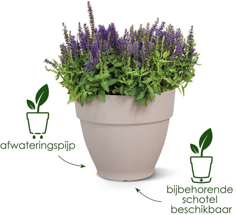 Elho vibia campana round 40 - pot de fleur d'extérieur avec trous de drainage - 100% plastique recyclé - ø 39,0 x h 33,4 cm - érable violet