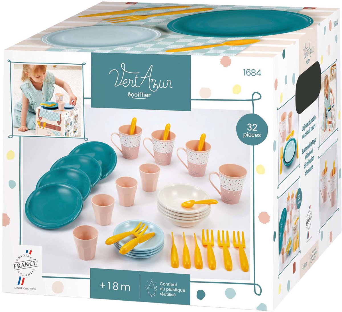Ecoiffier Picnic Play Set avec panier de pique-nique en carton, 32dlg.