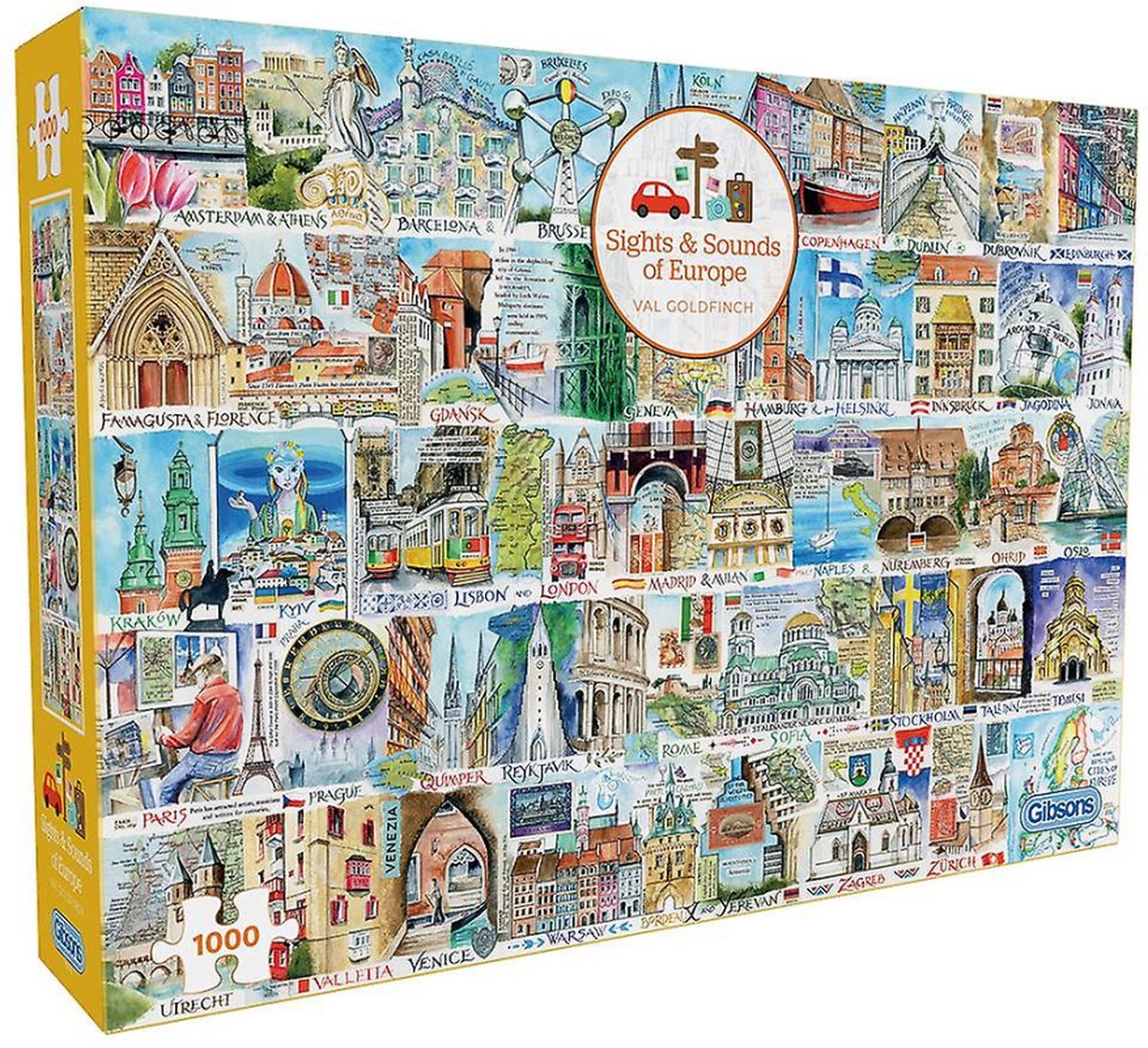 Gibsons - Sights Sounds of Europe (par Val Goldfinch) - 1000 pièces 68×49cm (l×h) - puzzle pour adultes