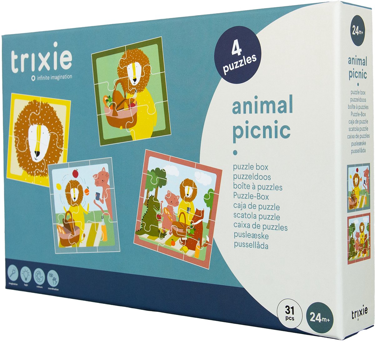 Coffret puzzle Trixie avec 4 puzzles - pique-nique animalier - coffret puzzle à partir de 2 ans